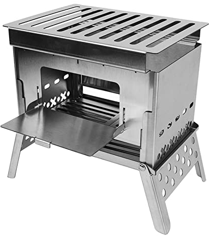 Estufa De Leña Para Acampar, Estufa De Leña Portátil, Horno De Emergencia Plegable Estufa De Leña De Acero Inoxidable Mini Parrilla Incorporada Con Bolsa De Almacenamiento Para Senderismo Acampar Picn