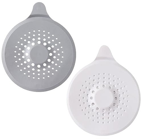 DAZISEN Drain Protector with Suction Cups - 2 Pcs Silicone Sink Strainer Shower Drain Covers Hair Catcher Hair Stopper for Bathroom Bathtub Kitchen