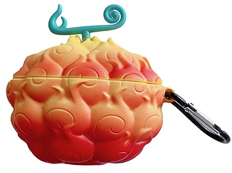 eglixu Custodia protettiva con gancio, per Beats Studio Buds 2021, Studio Buds+ 2023, in silicone con motivo a cartone animato giapponese con diavolo e frutta (frutta fiamma)