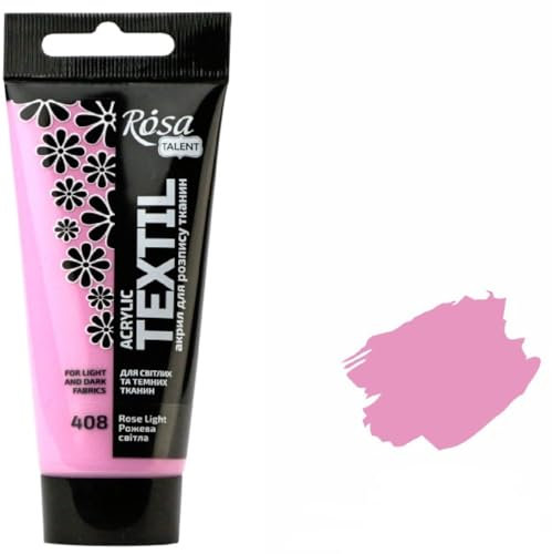 Krevo Art Pinturas para telas resistentes al lavado, color rosa claro, acrílico a base de agua, tubo de 60 ml, apto para lavadora para fijar, cubriendo tejidos claros y oscuros