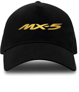 Genérico Schwarze Baseballmütze mit goldenem Logo MX-5 aus Eco-Baumwolle, Schwarz , 56/58 cm