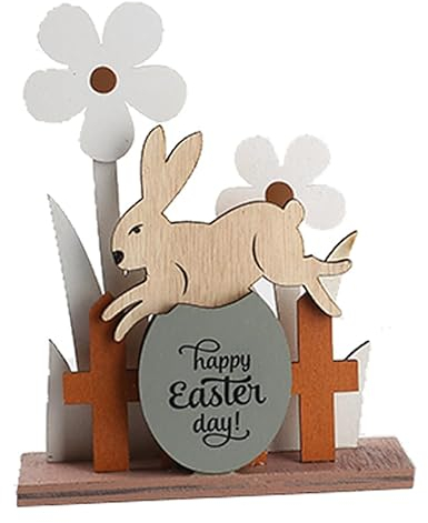 HERZWILD Osterhase Deko aus Holz - Osterdeko Holz Hase Deko Aufsteller für Ostern, Osterdekoration Garten - E-1pcs braun