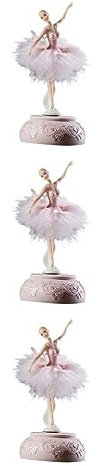 rongweiwang 3 Satz von Ballerina Spieluhr Elegant Tanzendes Mädchen Elegante Bastelboxen Ornamente Freundin Hochzeit Geburtstagsgeschenk Pink, Rosa 3Satz