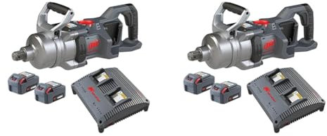Ingersoll Rand Battery Impact Wrench W9491-K2E-EU, 1 20 V Cordless Impact Wrench with Short Anvil, with Spanner Set, 2 x 5.0 Ah Li-ion Batteries and Dual Charger (Pack of 2)