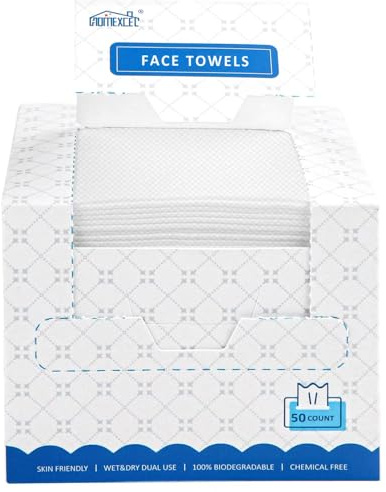 HOMEXCEL Asciugamani per il viso, usa e getta, salviette asciutte biodegradabili, 50 pezzi, super morbidi e puliti, per pelli sensibili