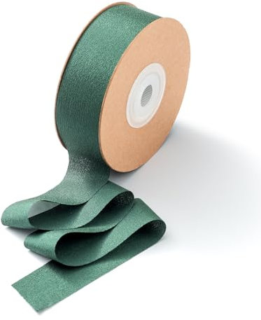 CHUQING Geschenkband 25mm dekoband Dunkelgrün Breit Seidenband Geschenk Schleifenband Natur Grün Breit Stoffband für Hochzeit