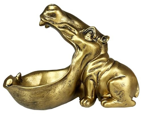 Dekorative Nilpferd-Schale, lustige Nilpferd-Skulpturen, multifunktionale Tier-Aufbewahrungsbox, Kunstharz, Nilpferd-Figur, Heimdekoration, für Schmuck, Halsketten, Schlüssel