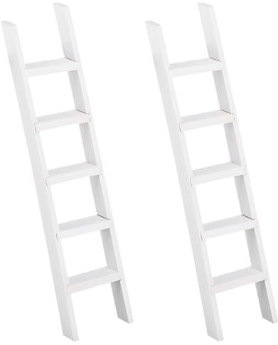 AHANDMAKER 2 pcs Mini Wood Doll House Ladder 5 x 1.2 Inch Miniature Ladder Dollhouse Decoration Accessories Mini Doll House Ladder for Landscape, Dollhouse Decor, White