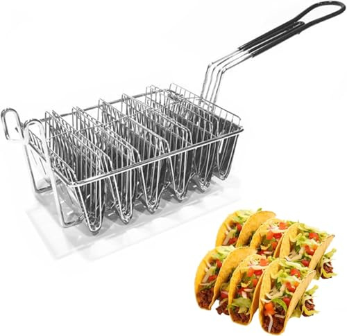 Sonhomay Panier à tacos en forme de U pour friteuse à tacos - Peut contenir 4 coquilles - Panier robuste avec poignée amovible