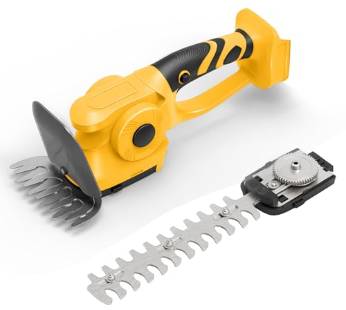 Akku Gras und Strauchscheren kompatibel mit Dewalt 20V Akku, 2 in 1 handgeführte Elektrische Buschschere, 60° Verstellbare, Batteriebetriebene Heckenschere für Garten/Rasen (Ohne Batterie)