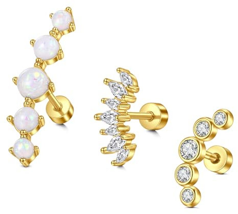 Briana Williams 16G Helix Piercing Edelstahl Zirkonia Ohrstecker Knorpel Ohrringe Tragus Piercing Ohr Silber Gold