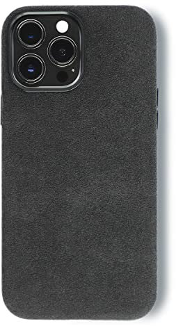 ALTRAALMA Alcantara Full-Wrap Phone Case for iPhone 16 Pro, Compatible with Mag-Safe Wireless Charging, Handmade Full-Wrap Italian Synthetic Suede Cover (Black)