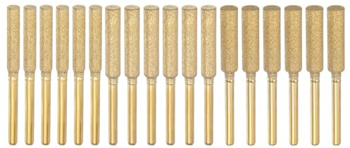 PATIKIL 18 Pcs Diamond Chainsaw Sharpener 3 Sizes High Hardness Sharpening Stone Polishing Chainsaw Sharpening Kit Grinding File Tool, Gold(5/32, 3/16, 7/32)