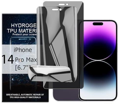 Glcrrpu 2 Pack for iPhone 14 Pro Max[6.7] Privacy Hydrogel Screen Protector[Anti-Spy] Flexible TPU Protective Film Self-Healing[Not Tempered Glass]