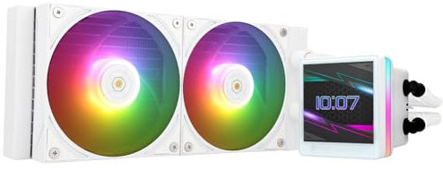 Thermalright Grand Vision 240 ARGB White AIO CPU Liquid Cooler,IPS LCD Screen with 480x480 Resolution,for AM4/AM5/LGA1851/1700,‘3.4 inch’Magnet-Absorbent LCD Screen for Images,Water-Cooled Radiator