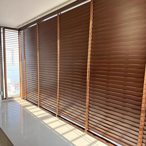 Horizontal Wooden Blinds for Window 50mm Venetian Blind Room Darkening Shades Lift and Want Tilt 100% Privacy for Bedroom Bathroom Patio Office(150W x 220cm H)