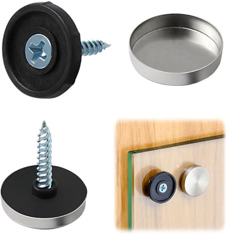 SANTUO 20pcs Stainless Steel Mirror Screws Cap Decorative Cover Chrome Screw Caps with Washers for Mirrors Tables Wardrobes Bath Plates Glass Furniture Glass Signs