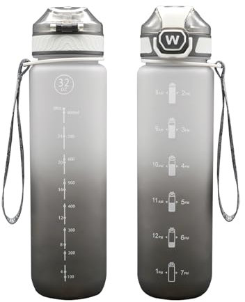 EYQ 1 L Trinkflasche, 1 Litre Sport Wasserflasche, Leck-proof Sportflasche, Tritan BPA-frei, 1L Motivation Wasserflasche mit Zeitmarkierung, Sport Getränke Flasche für Fitness, Schule, Outdoor Sport