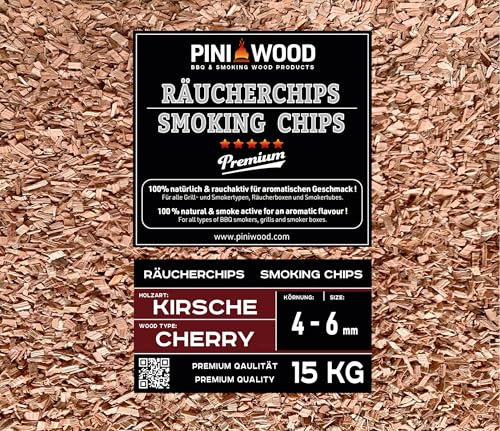 PINI 15 Kg Räucherchips Kirsche 4-6 mm Smoking Chips Räucherspäne