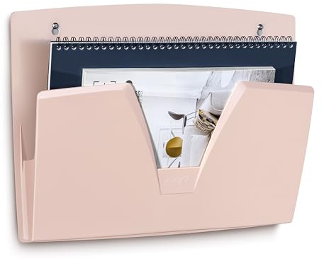 CEP Corbeille murale magnétique Rose poudré Mineral Présentoir Rangement bureau documents format 24x32cm Organiseur dossiers