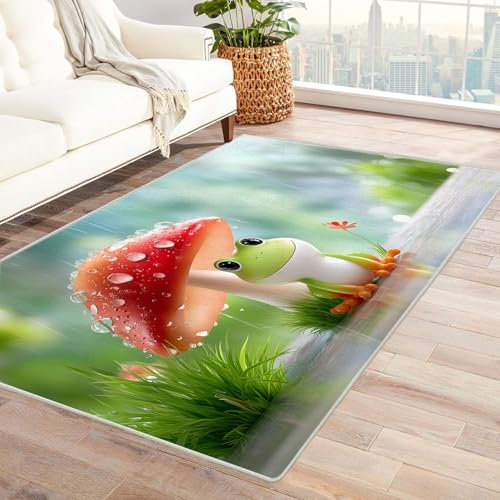 TZKRWRH Kinderzimmerteppich Tiere im Regen Kinder und Spielteppiche Große Straßenteppichen Pflegeleicht für Teppich Kinderzimmer(rot)-210x300cm