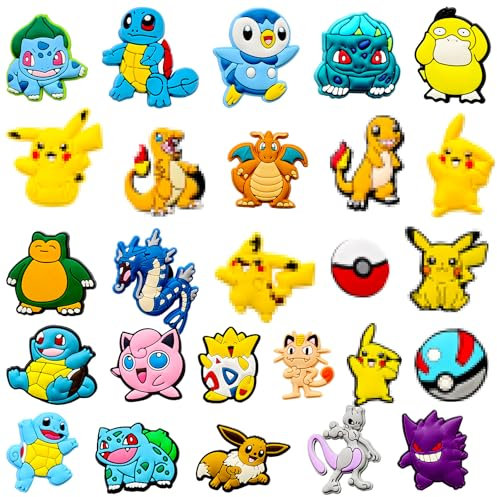 GOACRS Schuh Charms für Clogs, 26 Stück DIY Schuhanstecker Schuhanhänger, Cartoon Anime Schuh Pins Stecker Aufstecker Anstecker Set, Abnehmbare PVC Shoe Deko Zubehör für Kinder Jugendliche Erwachsene