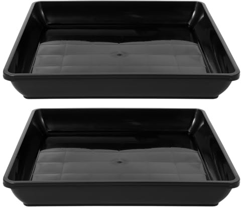BESPORTBLE 2 Pack 14 inch Square Plant Pot Saucer Saucers Tray Trays Large Flower Base Drip Planter Dish Heavy Duty Plastic Indoors Outdoor for Pots Starting