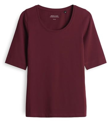 OPUS Damen Kurzarmshirt | Slim Shirt aus Jersey Cassis, 36