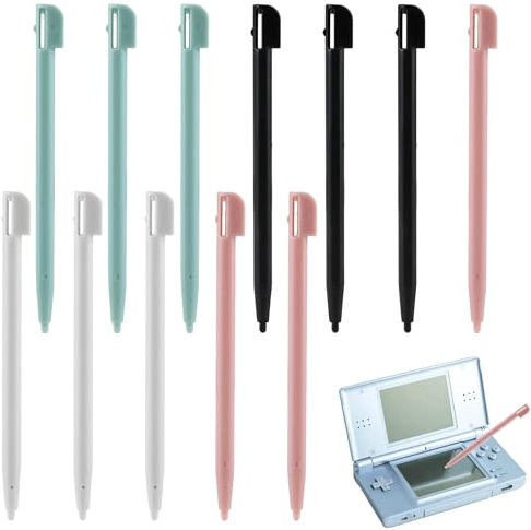 Lot de 12 stylets compatibles avec Nintendo DS, 4 couleurs | Ensemble de stylets de rechange pour Nintendo 3DS DSL XL/LL NDSL