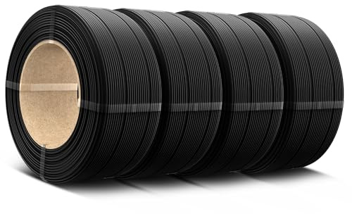 SUNLU PLA Filament Nachfüllung 1,75mm, PLA 3D-Drucker Filament Geeignet für Bambu und SUNLU 3rd Wiederverwendbare Spule, Maßgenauigkeit +/- 0,02 mm, 0,5 kg pro Spule, 4 Pack, 4 Schwarz
