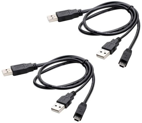 Double USB Male to 5 Pin Splitter Cable External Hard Drive DVDS Bluray 50cm High Speed Data Transfer Y Cable Y Cable
