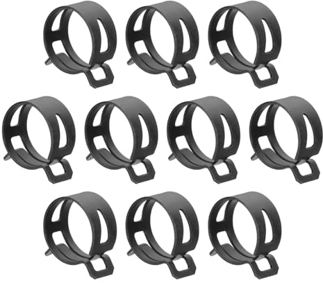sourcing map 10pcs Spring Band Type Hose Clamps 22mm Fuel Line Hose Spring Clip Silicone Vacuum Hose Pipe Clamp Low Pressure Tube Clip Fastener, Black
