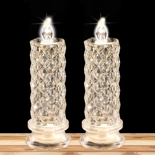 YUYWWAN LED Kerzen,2 Stück Flammenlose LED Kerzen,Halloween Kerzen auf Valentinstag deko, Hochzeitsdeko, Partydekorationen