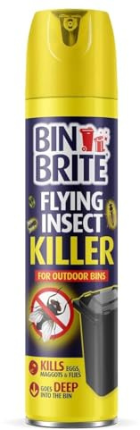 Bin Brite Flying Insect Killer Spray | Outdoor Bin Fly & Maggot Killer | Fast-Acting Formula Eliminates Eggs, Maggots & Flies | 300ml (1)
