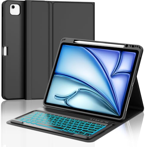 JADEMALL Custodia con Tastiera per iPad Air 13 M2/M3/M4 2024/2025/2026