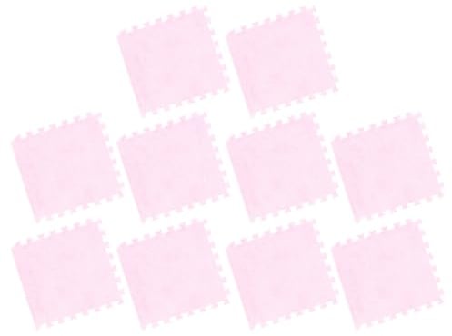 Hamwesh 10 Stück Plüsch-Puzzle-Schaumstoff-Teppich Verhindert Verrutschen, Schneidbare, Verdickte, Ineinandergreifende Teppichfliesen für Schlafzimmer/Kindergarten/Spielzimmer, (PINK)