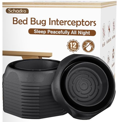 Bettwanzenfänger, 12 Pack Bettwanzenfallen, Insektendetektor für Bett, Sofa & alle Möbel, 24/7 Monitor, 360° Schutz für den ruhigen Schlaf Ihrer Familie, Schwarz