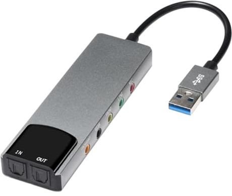 ximie 6-in-1 USB External Optical Sound Card Multifunction Audio Converter Adapter for Notebook Aluminium Sound Card