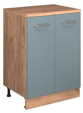 Vicco Erweiterungsschrank Rion, Blau-Grau/Goldkraft Eiche, 60 x 46 cm ohne Schräge mit 2 Türen, kombinierbar mit Rion Dachschrägenschränken und Schrankmodulen
