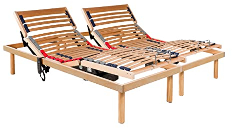 Rete elettrica motorizzata mod. Luxury Line (matrimoniale doppia singola 80x190 cm) in legno di faggio, due doppi motori OKIN. Dispositivo medico.