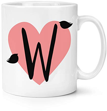 Letter W Heart Alphabet 10oz Mug Cup