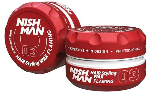 NISHMAN Haarstyling Wachs Für Männer 03 – Flaming 150g – Mango-Duft – Natürlicher Glanz-Look – Starker Halt – Herren Haar-Gel Aqua Wachs – Langanhaltende Kontrolle und Definition