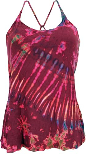 Batik Hippie Top, elastisches Damen Oberteil, farbenfrohes Design, blau | Unikat-Design, 95% Viskose, Slim Fit, handwaschbar, ideal für Sommer