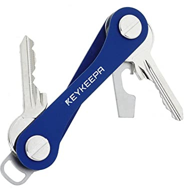KEYKEEPA® - Classic Key Organizer aus Metall für bis zu 12 Schlüssel - Schlüsselorganizer inklusive Flaschenöffner und Öse für den Autoschlüssel - German Design Award Gewinner (Blau)