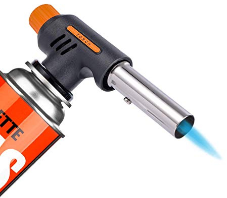 Soplador de gas butano quemador de encendido automático para acampar con chorro de combustión, pistola de calentamiento de fuego, lanzallamas, barbacoa al aire libre (botella de gas no incluida).