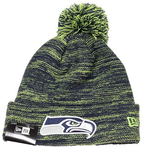New Era Marl Knit Bommelmütze Seattle Seahawks Blau Grün