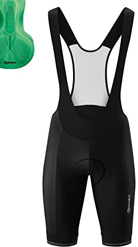 Gonso Sitivo Bib, Kurze Herren Träger-Radhose, Mit Sitivo Green Comfort Sitzpolster, Hohe Bewegungselastizität und Antirutsch-Silikon-Beingummi, Enganliegende Passform, Schwarz/Grün, Gr. XL