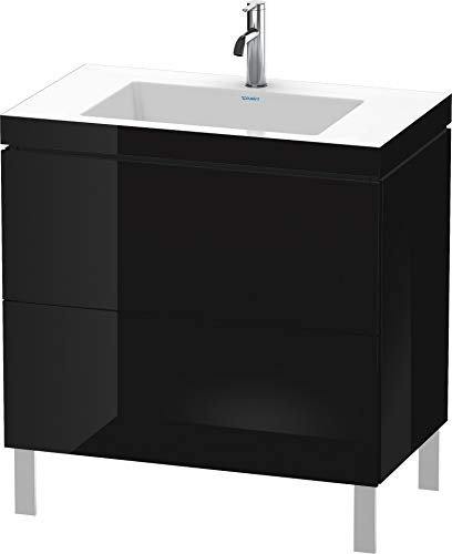 Duravit Duravit Waschtischunterbau L-CUBE mit Waschtisch Vero Air, 698 x 800 x 480 mm 1 Hahnloch schwarz hochglanz