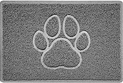 Nicoman PAW Shape Cat Litter Box Mat, Dog Food Feeding Tray Matt, Non-Slip, Easy Clean, Washable(60x40cm,Small),GREY