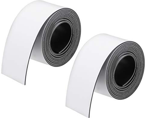 sourcing map 2 Pcs Dry Erase Magnetic Strip 1 Inch x 3.3 Feet Magnetical Tape Labels Stickers Writable For Whiteboards Refrigerator and Crafts